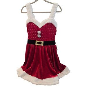 Eyeshadow Santa Holiday Christmas Dress Red Rhinestone Spaghetti Straps Sz M NWT